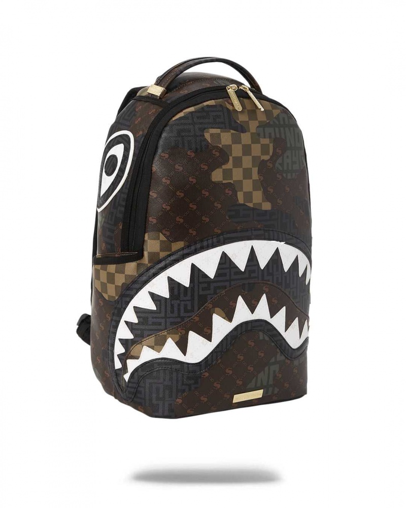 Sprayground Backpack BRANDED DLX BACKPACK Camo Brown | UCNKW7365