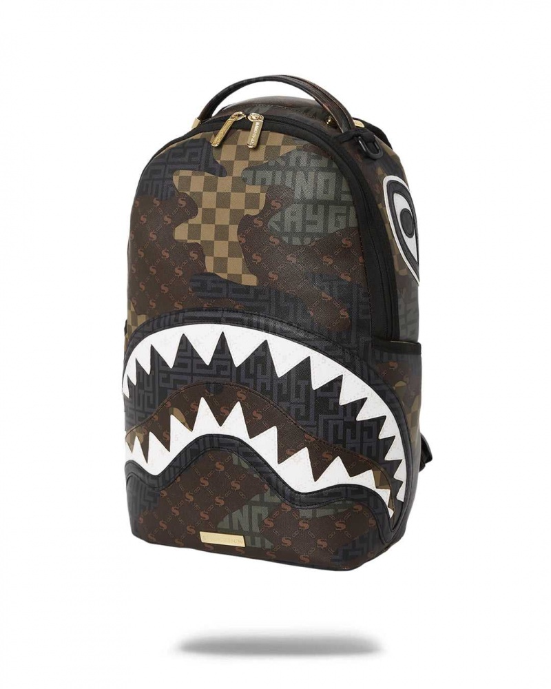 Sprayground Backpack BRANDED DLX BACKPACK Camo Brown | UCNKW7365