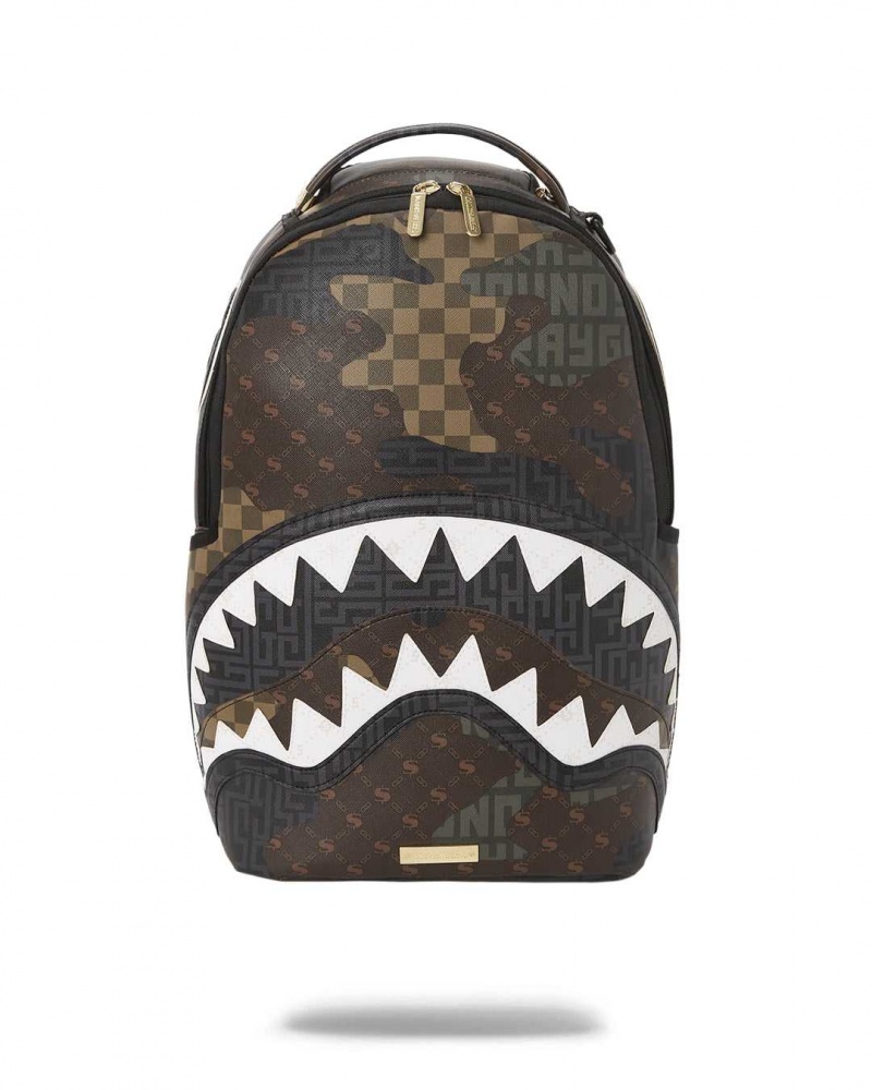 Sprayground Backpack BRANDED DLX BACKPACK Camo Brown | UCNKW7365