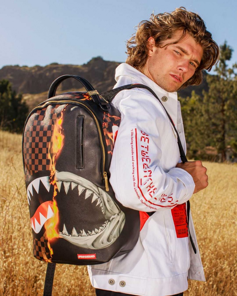 Sprayground Backpack BURNT SHARKS IN PARIS DLX BACKPACK Black | FPEBZ1835