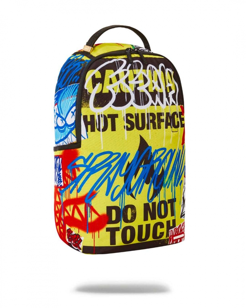 Sprayground Backpack CAUTION TRASH Yellow | BRNJD1597