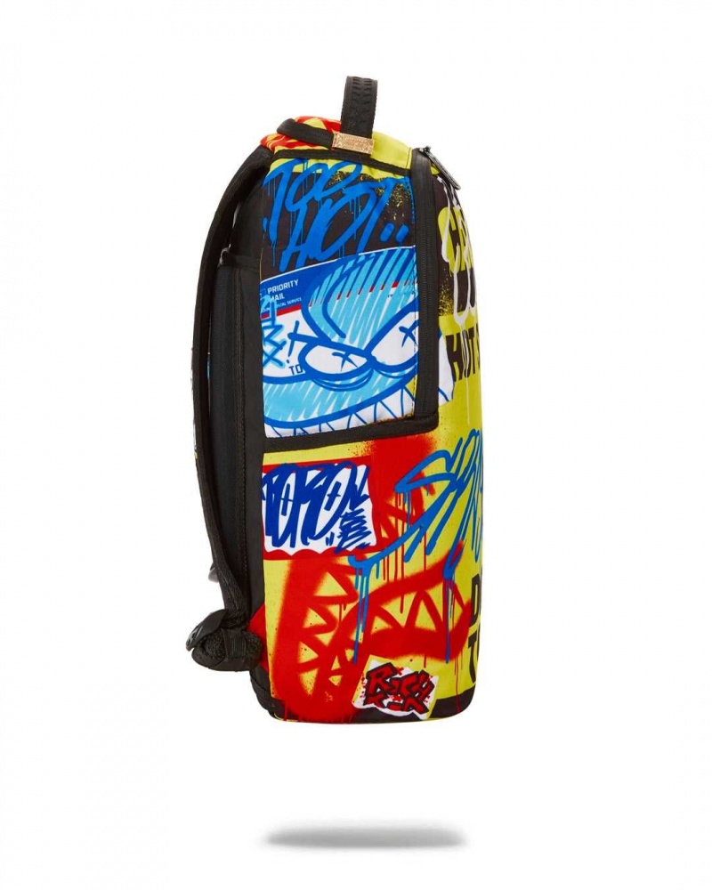 Sprayground Backpack CAUTION TRASH Yellow | BRNJD1597