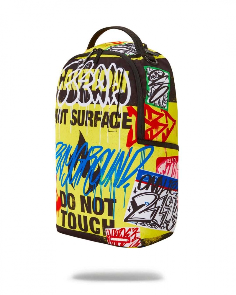 Sprayground Backpack CAUTION TRASH Yellow | BRNJD1597