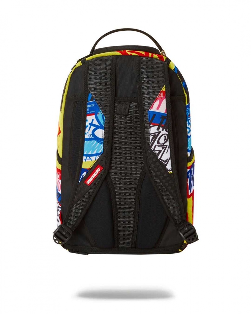 Sprayground Backpack CAUTION TRASH Yellow | BRNJD1597