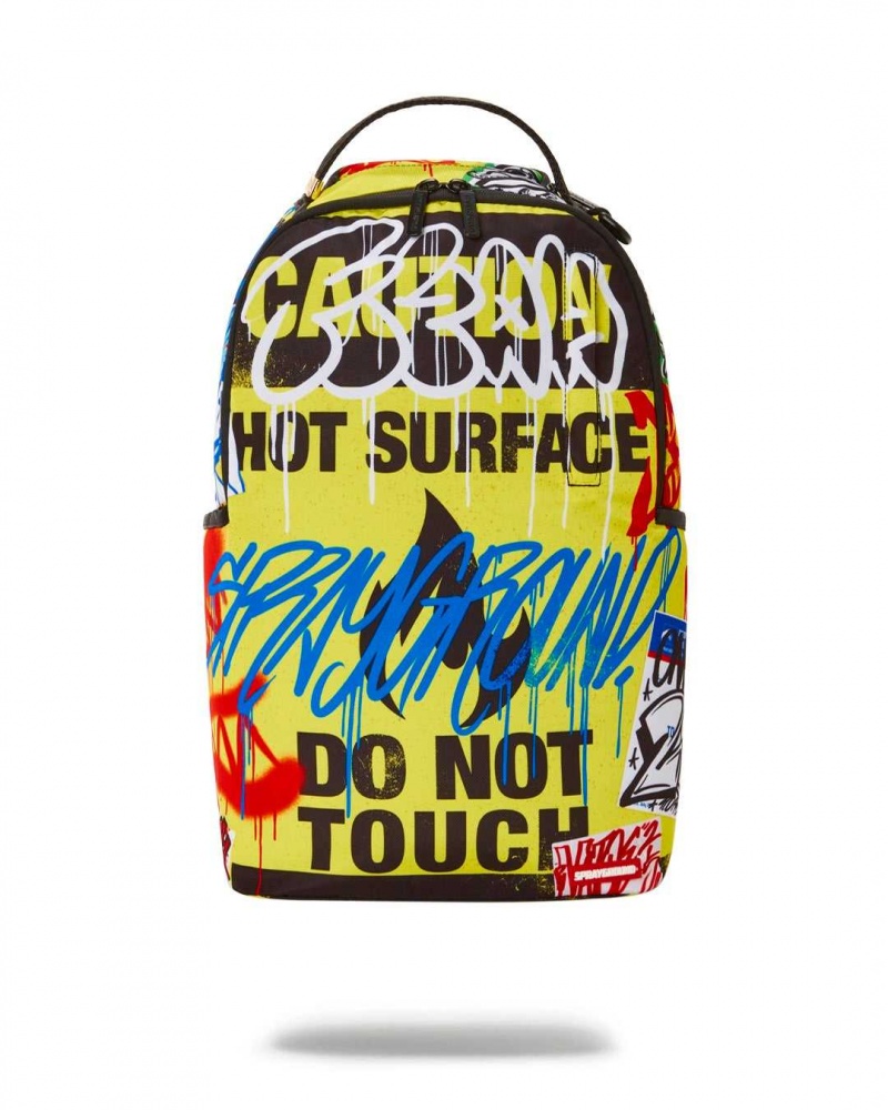 Sprayground Backpack CAUTION TRASH Yellow | BRNJD1597