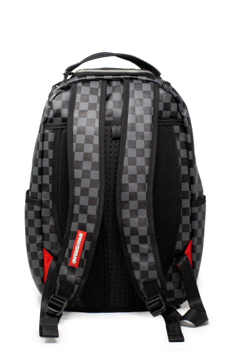 Sprayground Backpack CHECKERED SHARKS IN PARIS Black | FCEAZ8675