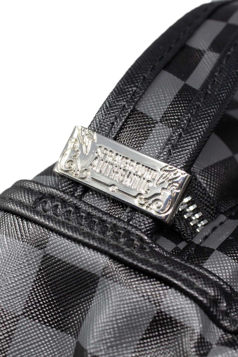 Sprayground Backpack CHECKERED SHARKS IN PARIS Black | FCEAZ8675