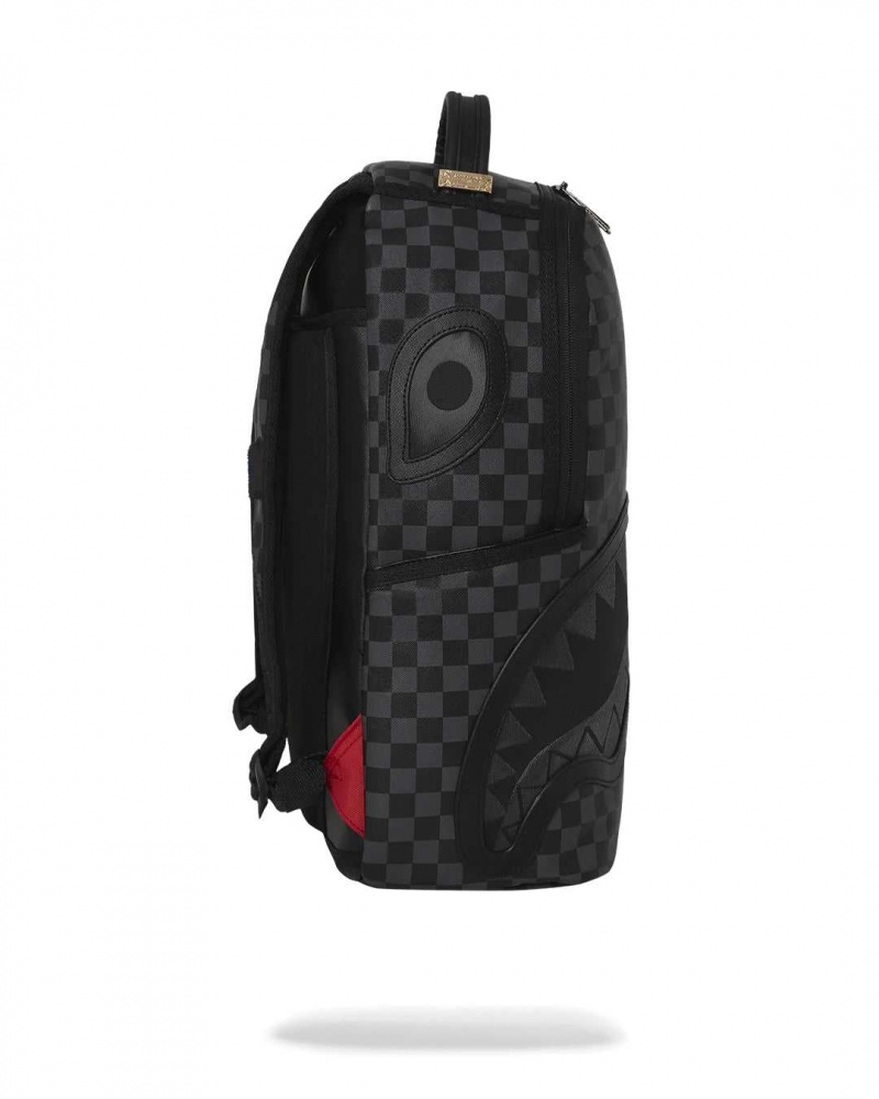 Sprayground Backpack CHECKERED FIBER OPTIC SHARK Black | MBODW6905