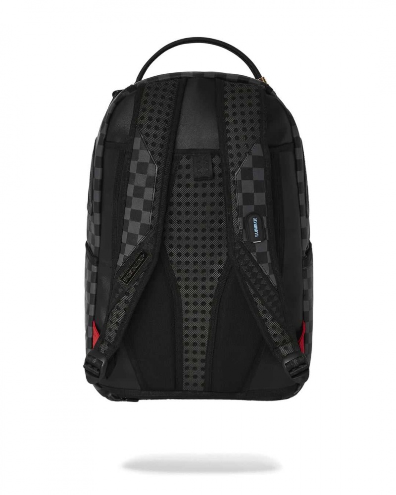 Sprayground Backpack CHECKERED FIBER OPTIC SHARK Black | MBODW6905