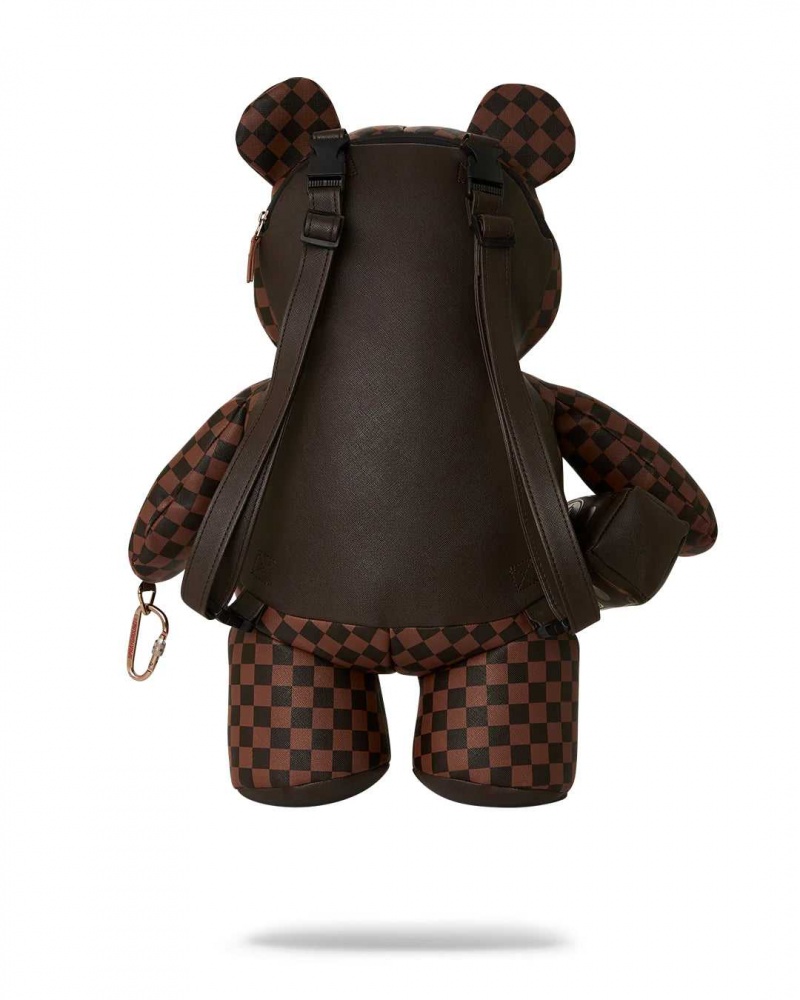 Sprayground Backpack CHECKERED SPECIAL OPS TEDDY BEAR Brown | JEOXU9683