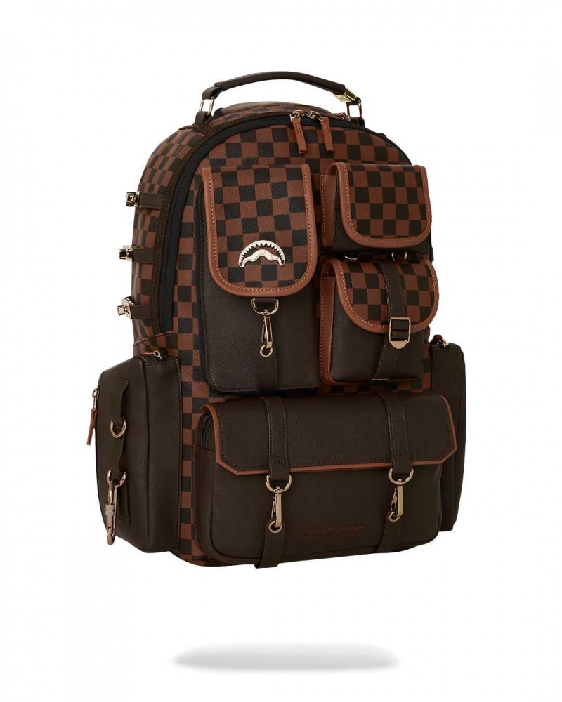 Sprayground Backpack CHECKERED SPECIAL OPS BACKPACK Brown | ZIOXK2159