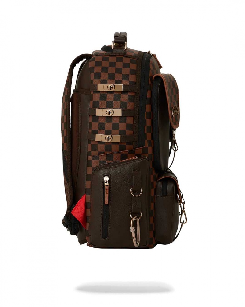 Sprayground Backpack CHECKERED SPECIAL OPS BACKPACK Brown | ZIOXK2159