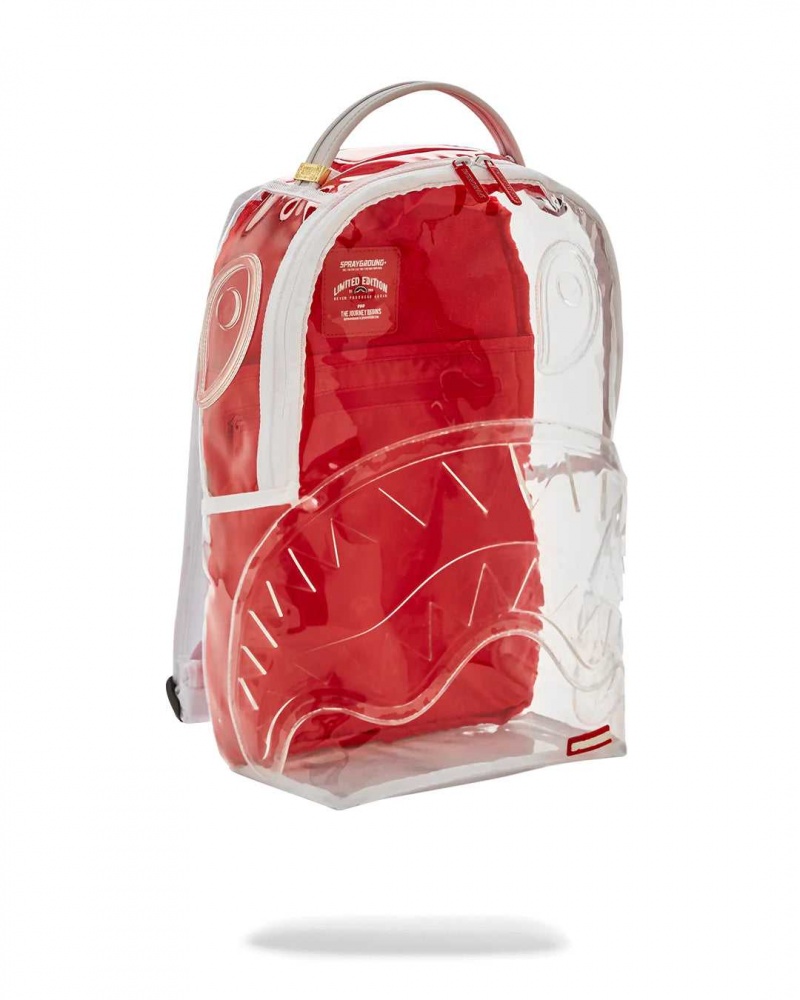 Sprayground Backpack CLEAR EMBOSSED SHARKS IN PARIS DLXSV BACKPACK White | WTHOK1364