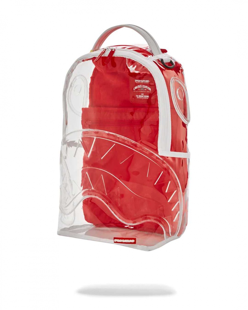 Sprayground Backpack CLEAR EMBOSSED SHARKS IN PARIS DLXSV BACKPACK White | WTHOK1364