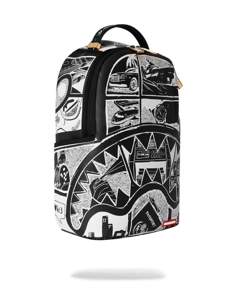 Sprayground Backpack COMIC BOOK INVERTED DLXSV BACKPACK Black | CYEVS1704