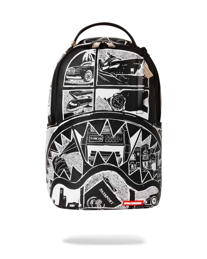 Sprayground Backpack COMIC BOOK INVERTED DLXSV BACKPACK Black | CYEVS1704