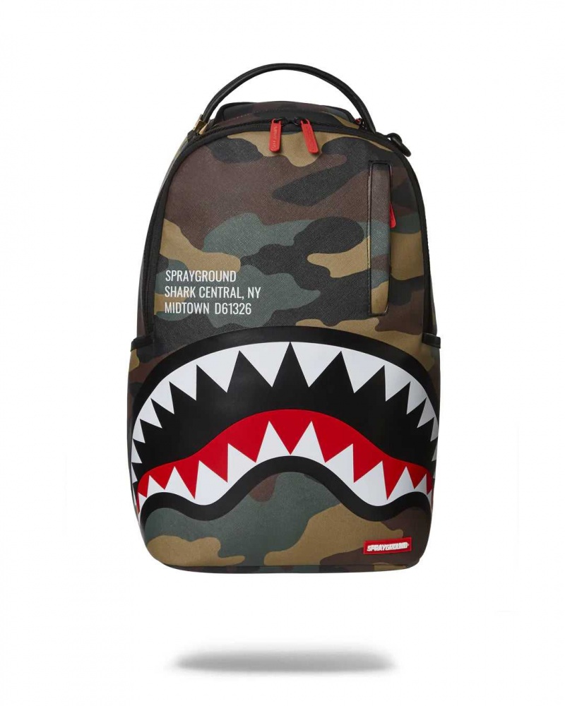 Sprayground Backpack CORE SHARKMOUTH BACKPACK Camo Green | VFIMT7530