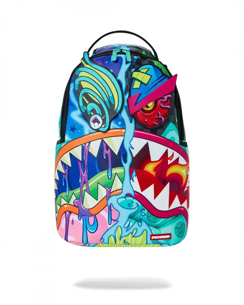 Sprayground Backpack CRAZY SHARK SPLIT DLXSV BACKPACK W/ REMOVABLE EYES BACKPACK / Blue | QVUDJ7632