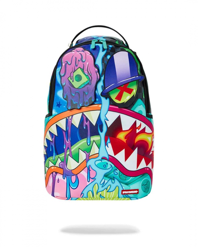 Sprayground Backpack CRAZY SHARK SPLIT DLXSV BACKPACK W/ REMOVABLE EYES BACKPACK / Blue | QVUDJ7632