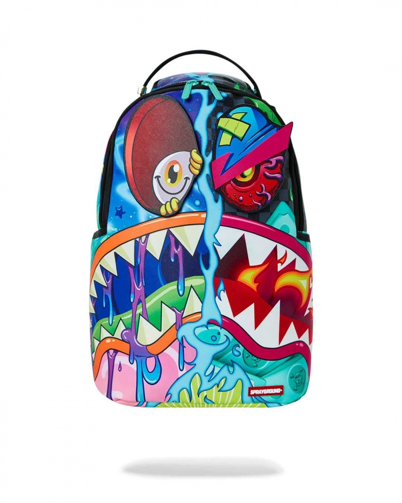 Sprayground Backpack CRAZY SHARK SPLIT DLXSV BACKPACK W/ REMOVABLE EYES BACKPACK / Blue | QVUDJ7632