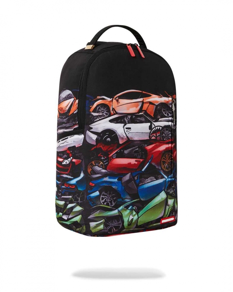 Sprayground Backpack CRUSHED SPORTS CARS DLXSR BACKPACK Black | OTGQY4315