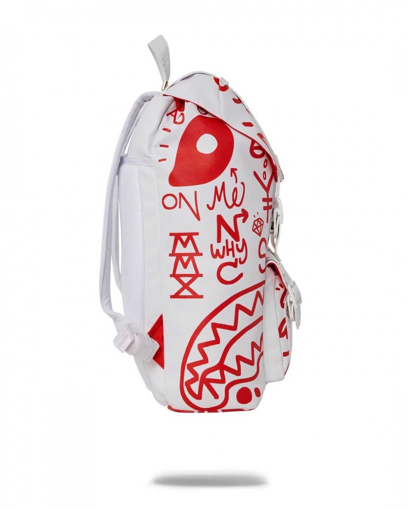 Sprayground Backpack DANGER DANGER HILLS White | XYMQH9584