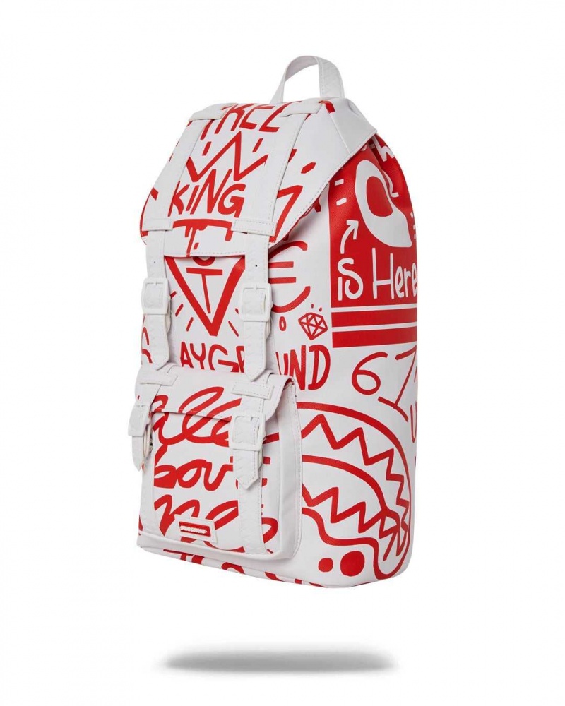 Sprayground Backpack DANGER DANGER HILLS White | XYMQH9584