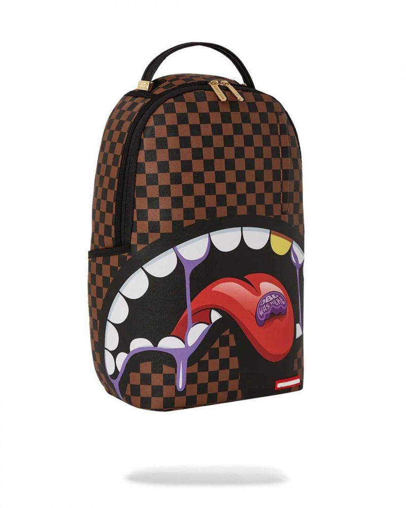 Sprayground Backpack DBD WAS HERE WEIRD SHARK BP BACKPACK Brown | VLEDX1286