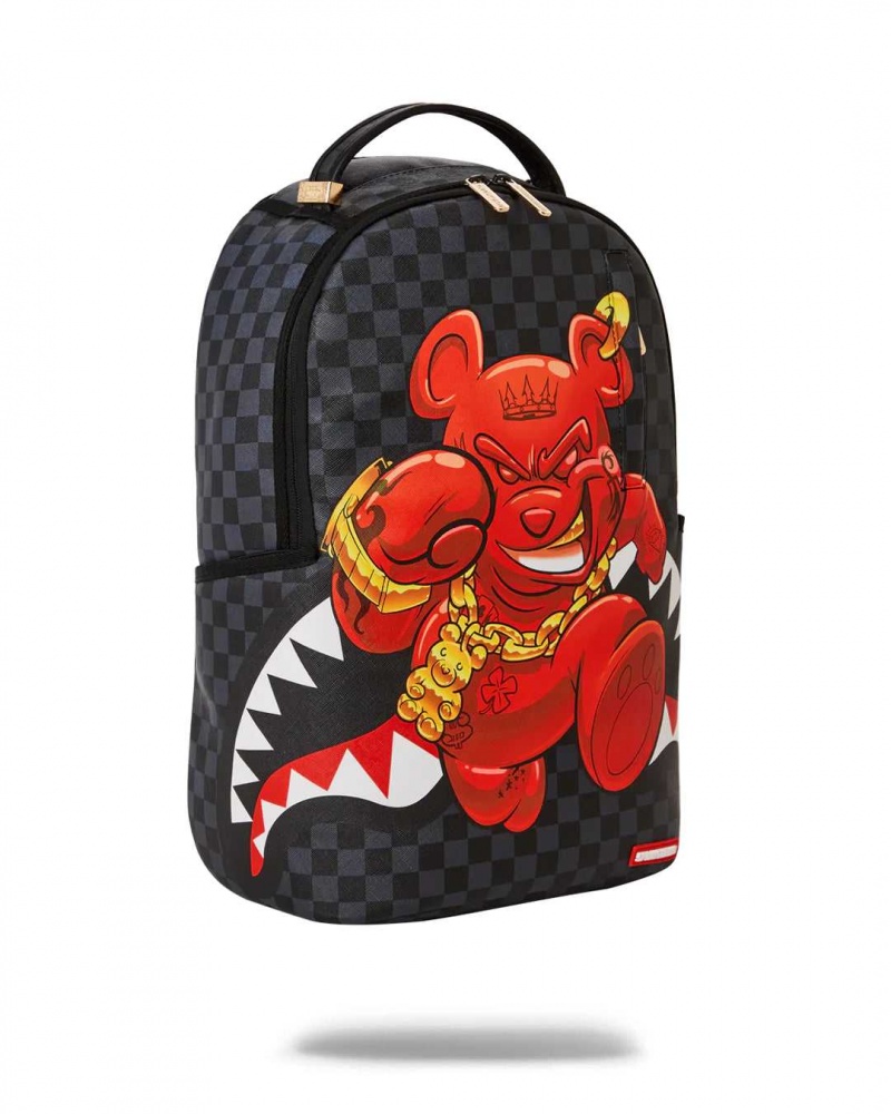 Sprayground Backpack DIABLO BEAR OTR CHECKER DLXR BACKPACK Grey Black | ZGAPK2748