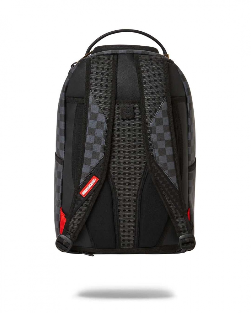 Sprayground Backpack DIABLO BEAR OTR CHECKER DLXR BACKPACK Grey Black | ZGAPK2748