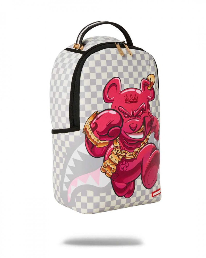 Sprayground Backpack DIABLO BEAR OTR DLXR BACKPACK Pink Grey | ZWXPE0759