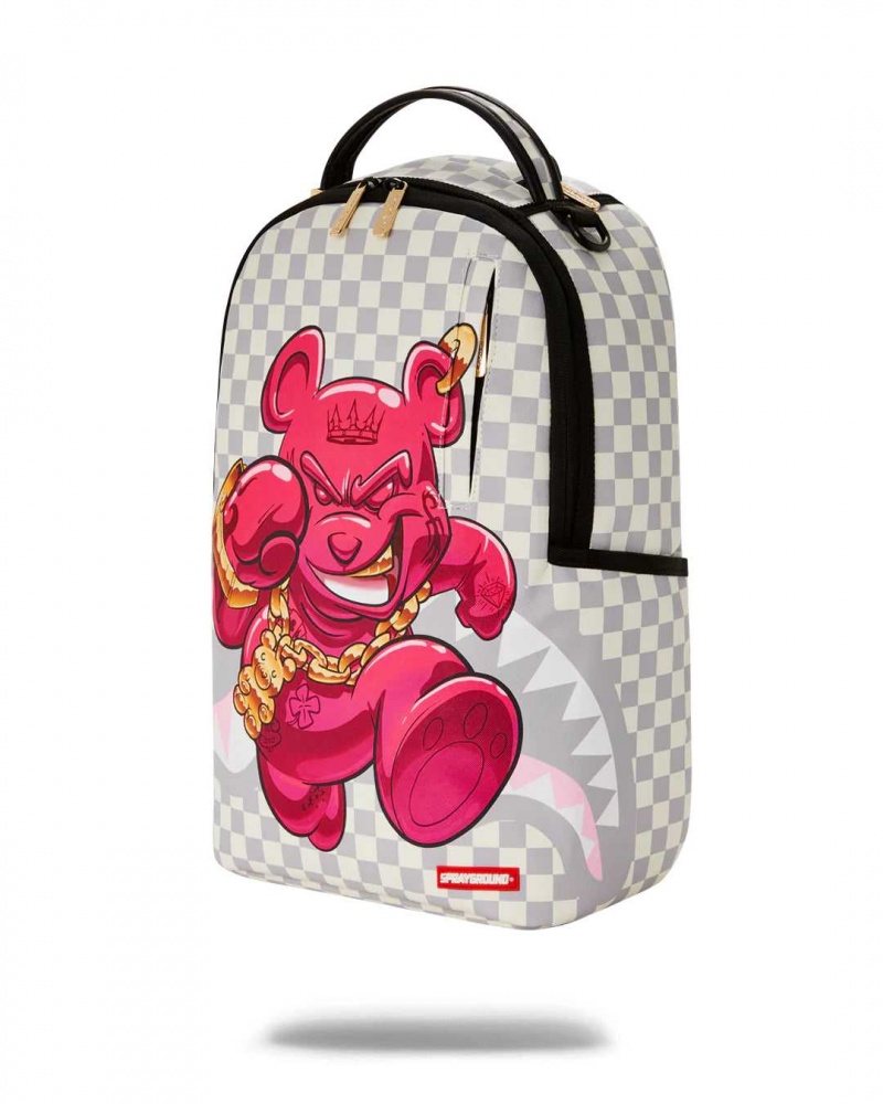 Sprayground Backpack DIABLO BEAR OTR DLXR BACKPACK Pink Grey | ZWXPE0759