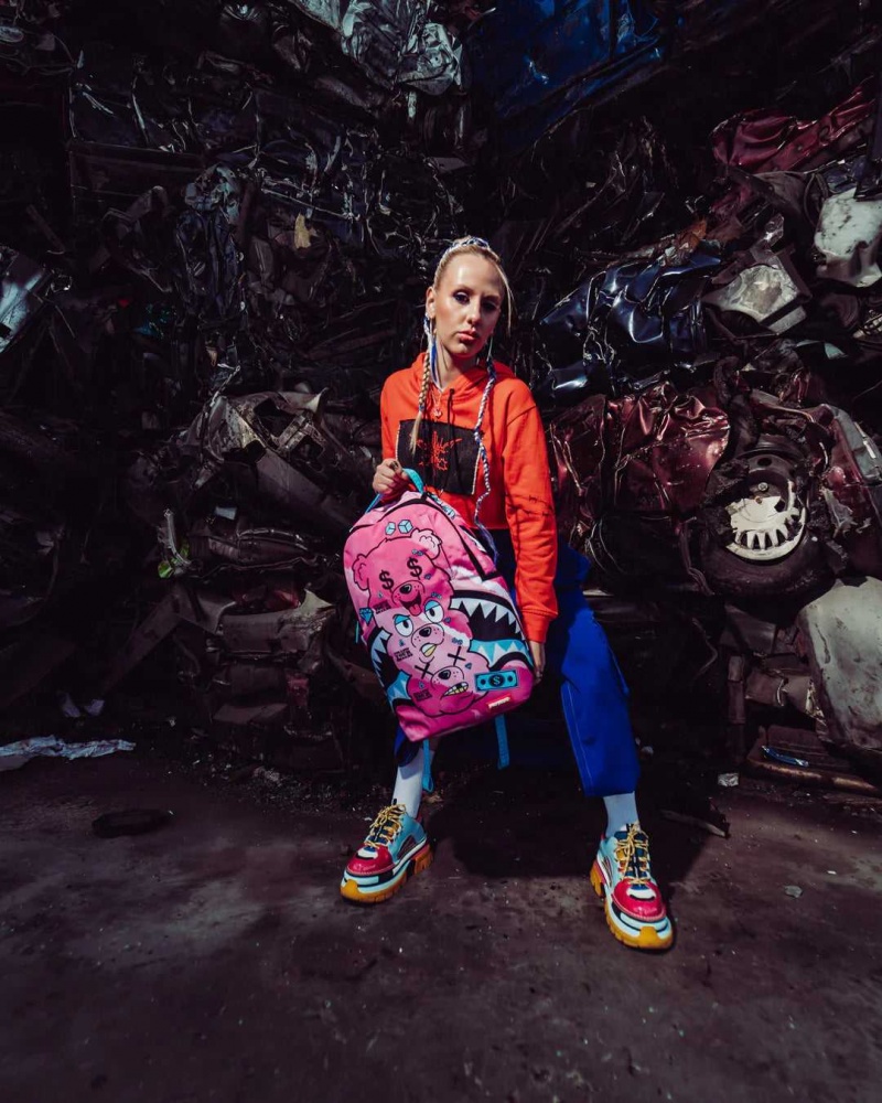 Sprayground Backpack DLXR: TRIPLE HEAD CRACKBEAR: BACKPACK Pink | HXMBV7031