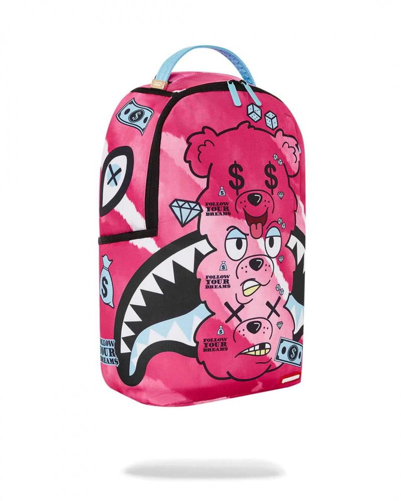 Sprayground Backpack DLXR: TRIPLE HEAD CRACKBEAR: BACKPACK Pink | HXMBV7031