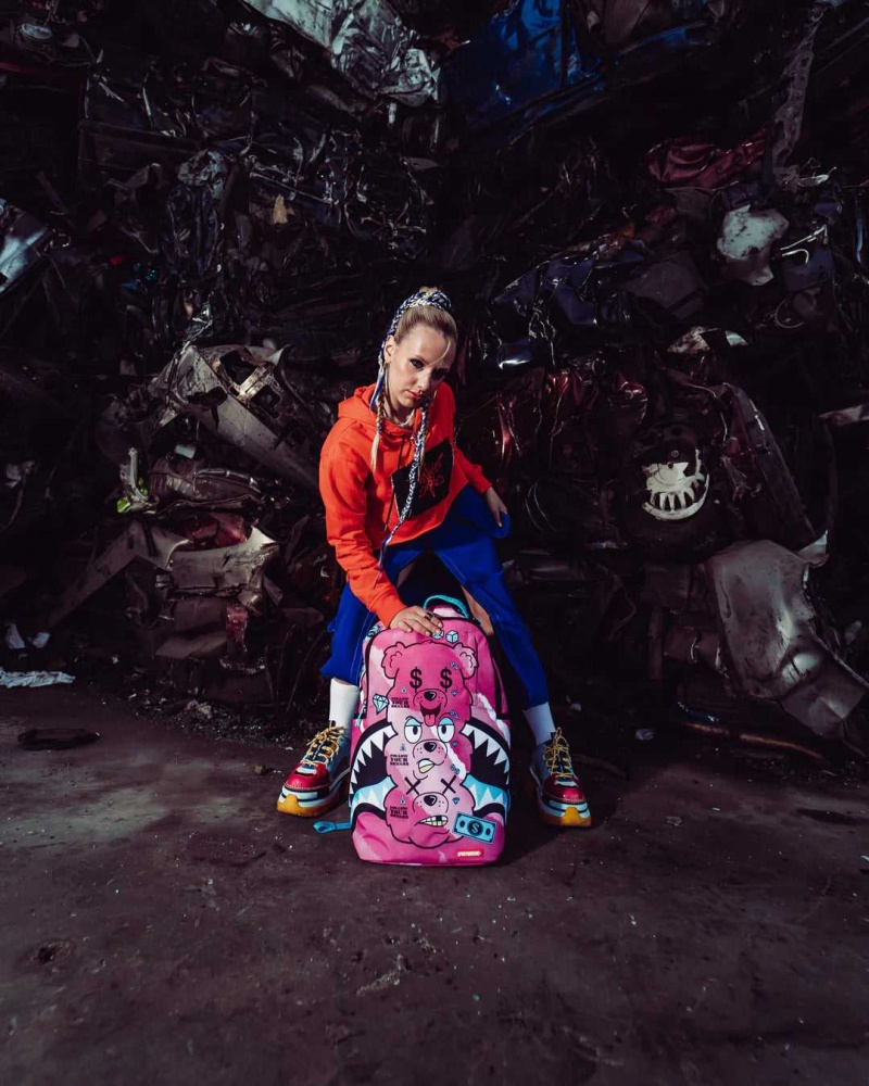 Sprayground Backpack DLXR: TRIPLE HEAD CRACKBEAR: BACKPACK Pink | HXMBV7031