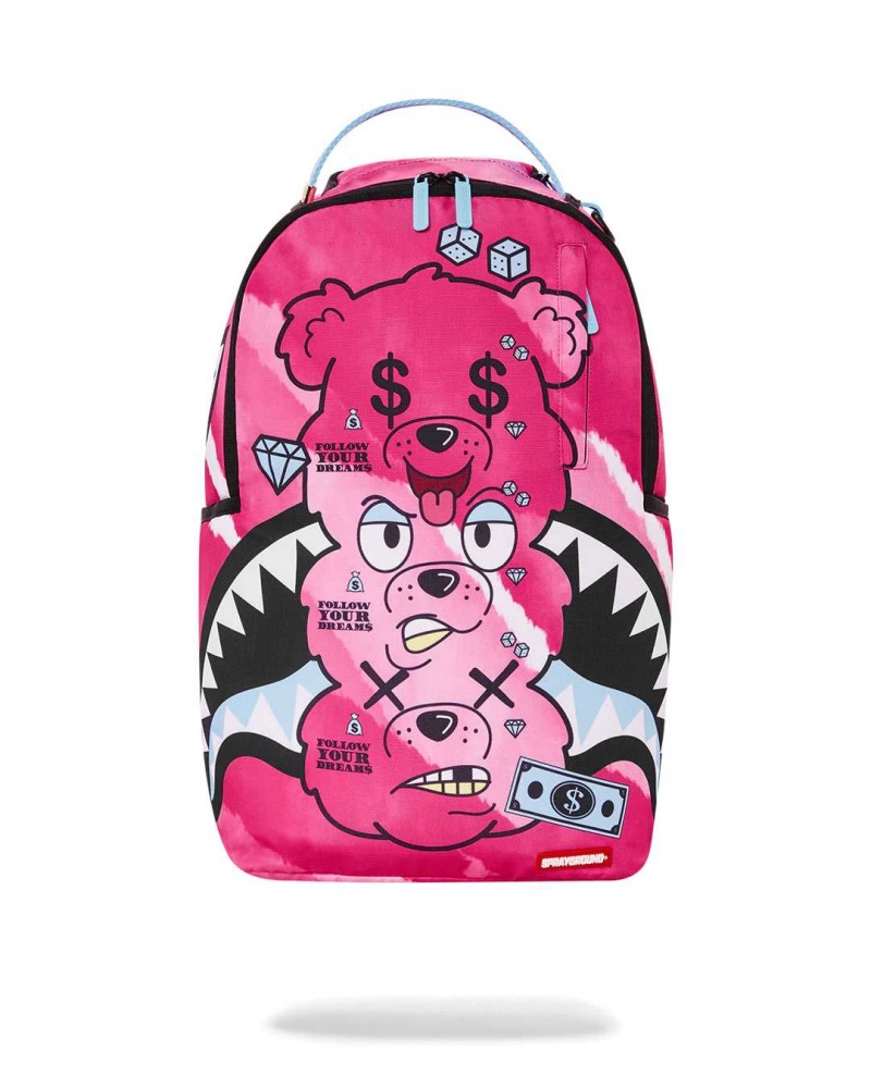 Sprayground Backpack DLXR: TRIPLE HEAD CRACKBEAR: BACKPACK Pink | HXMBV7031