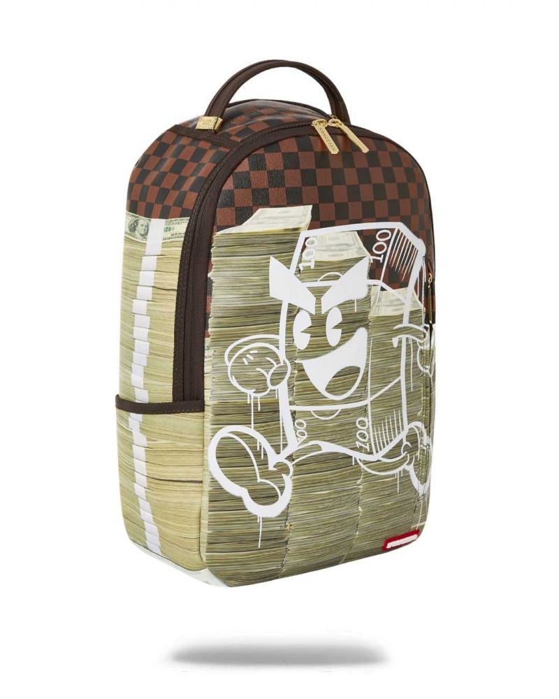 Sprayground Backpack DRIPPY MONEYBOY STACKS DLXR BACKPACK Beige | WTAXN0965