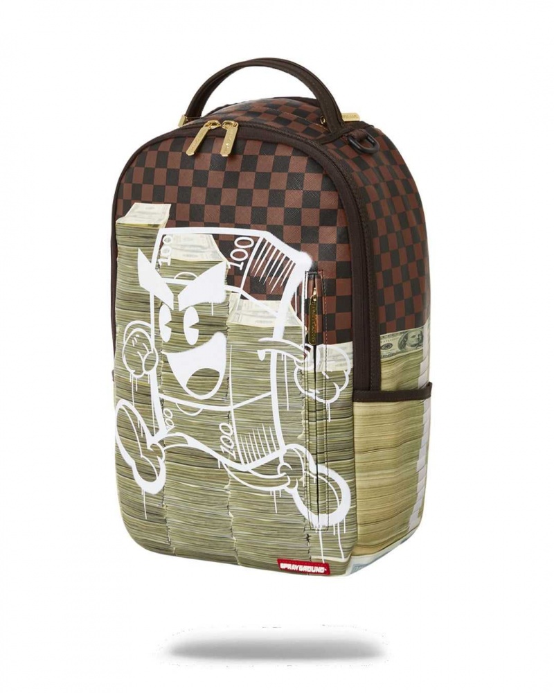 Sprayground Backpack DRIPPY MONEYBOY STACKS DLXR BACKPACK Beige | WTAXN0965