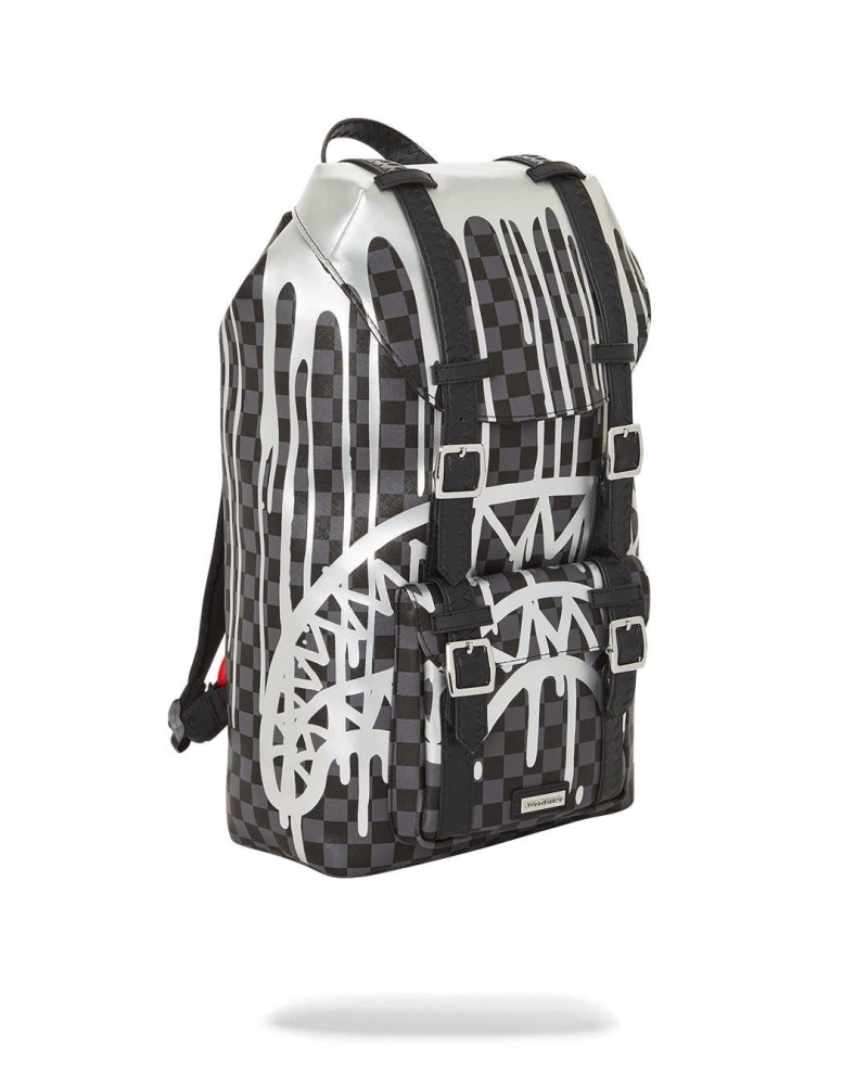 Sprayground Backpack DRIPS HILLS BACKPACK Platinum Black | VXFCY1826