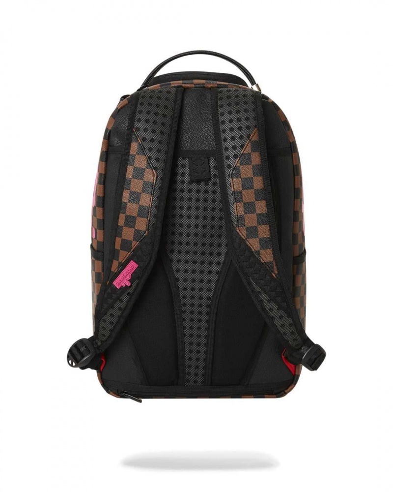 Sprayground Backpack DRIP CHECK DLX BACKPACK Pink Brown | ESAPL4953