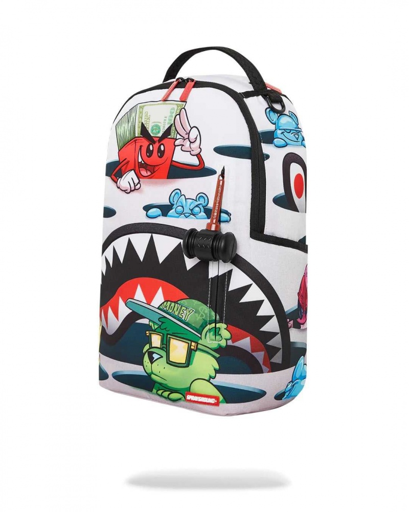 Sprayground Backpack FALLING IN A HOLE DLXSR BACKPACK White | YUSBL8139