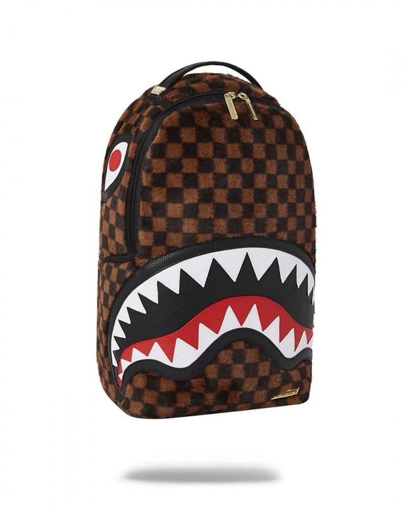 Sprayground Backpack FUR SHARKS IN PARIS BACKPACK Brown | RNWOJ8260