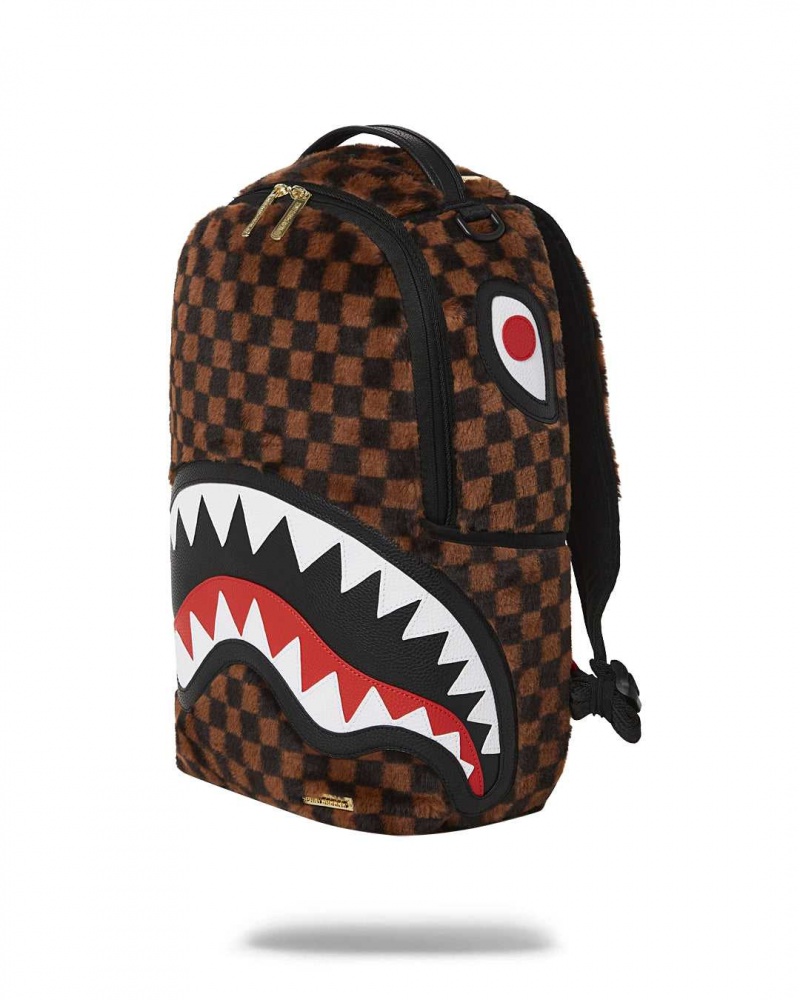 Sprayground Backpack FUR SHARKS IN PARIS BACKPACK Brown | RNWOJ8260