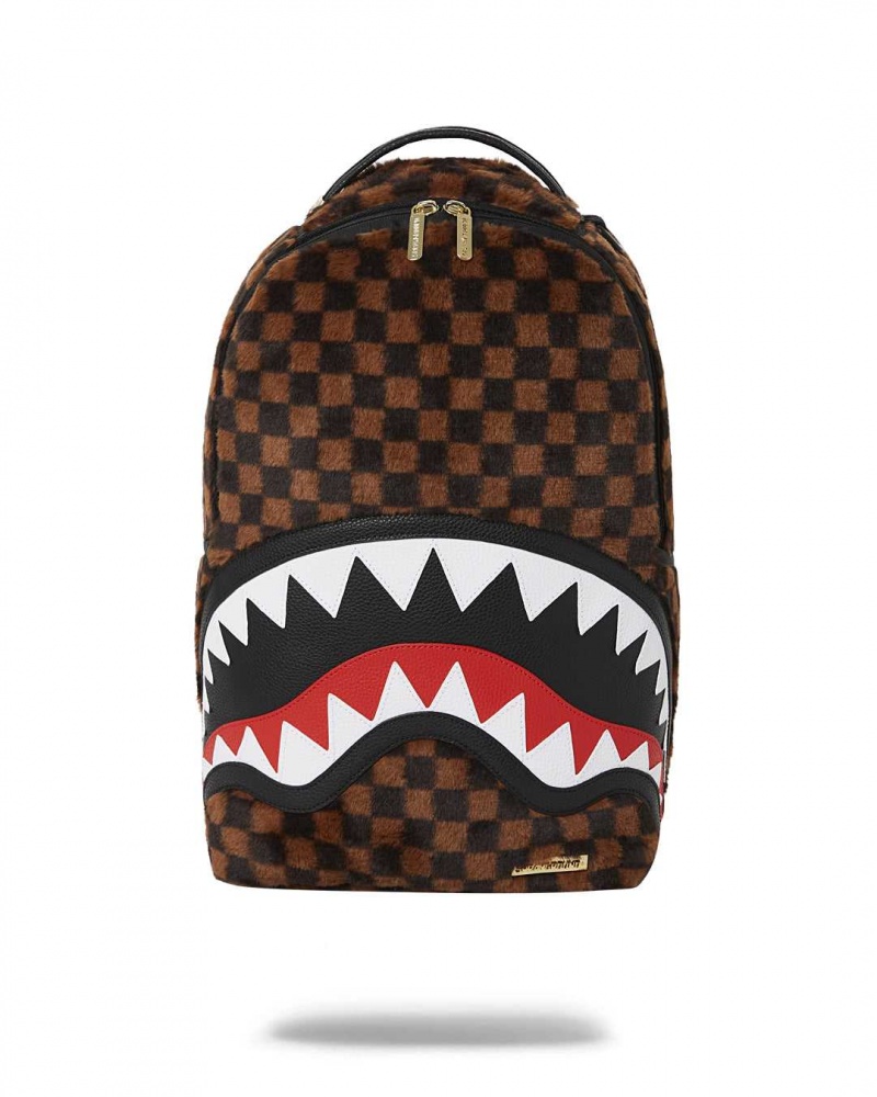 Sprayground Backpack FUR SHARKS IN PARIS BACKPACK Brown | RNWOJ8260