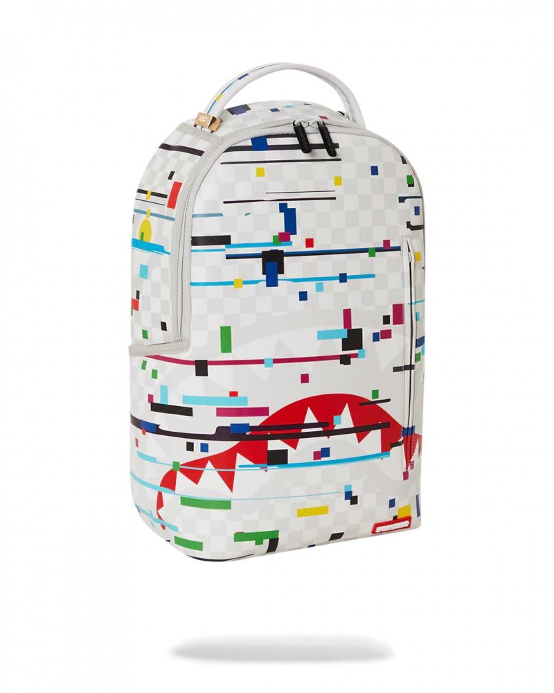 Sprayground Backpack GLITCH CHECK DLXVV BACKPACK White | ASTBC4682