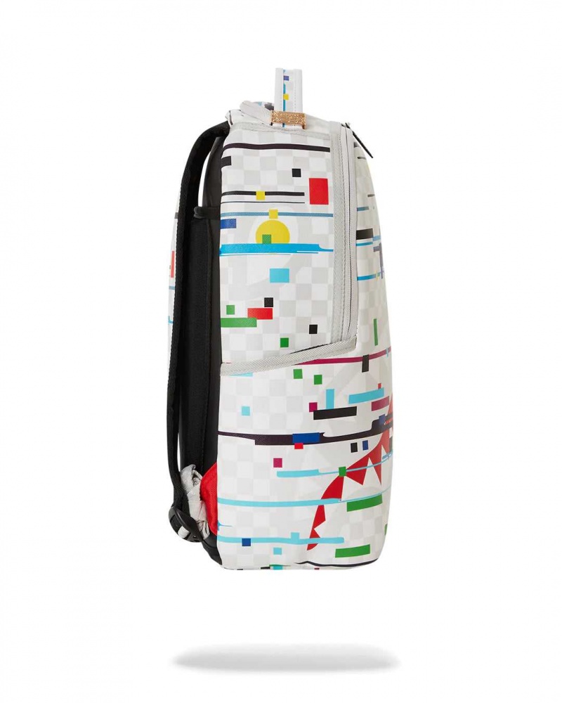 Sprayground Backpack GLITCH CHECK DLXVV BACKPACK White | ASTBC4682