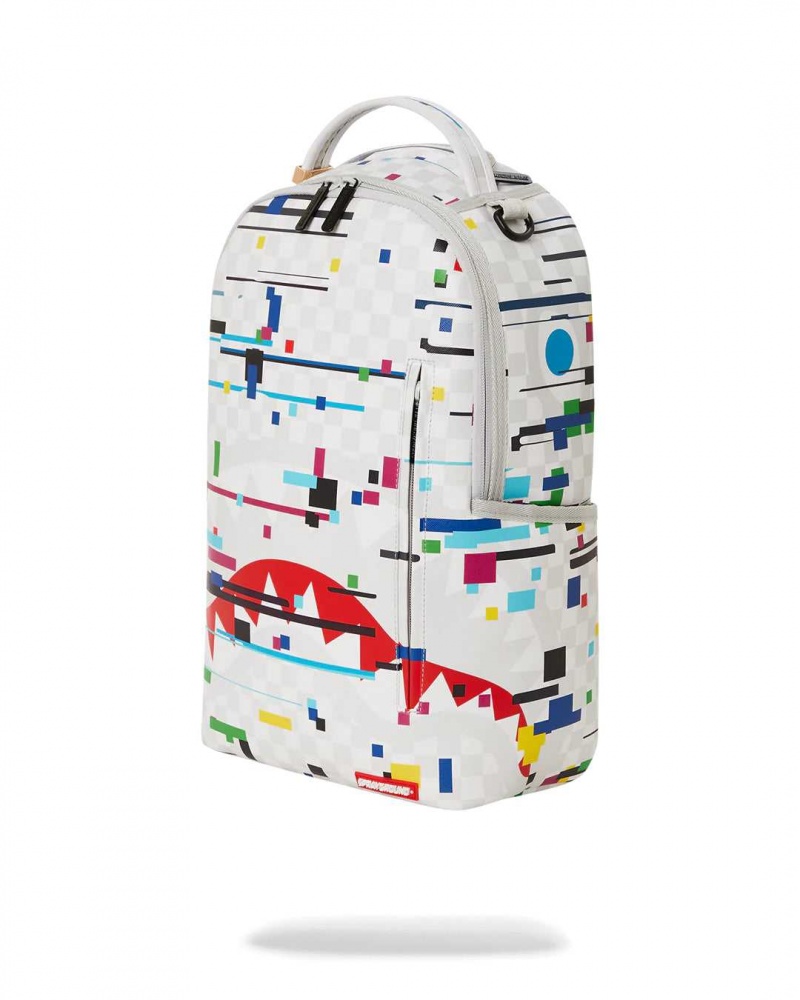 Sprayground Backpack GLITCH CHECK DLXVV BACKPACK White | ASTBC4682