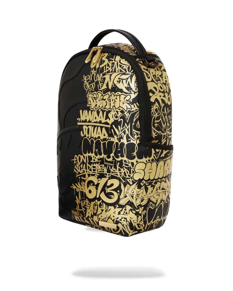 Sprayground Backpack HALF GRAFF DLXSV BACKPACK DUFFLE Gold Black | AGNQY0724