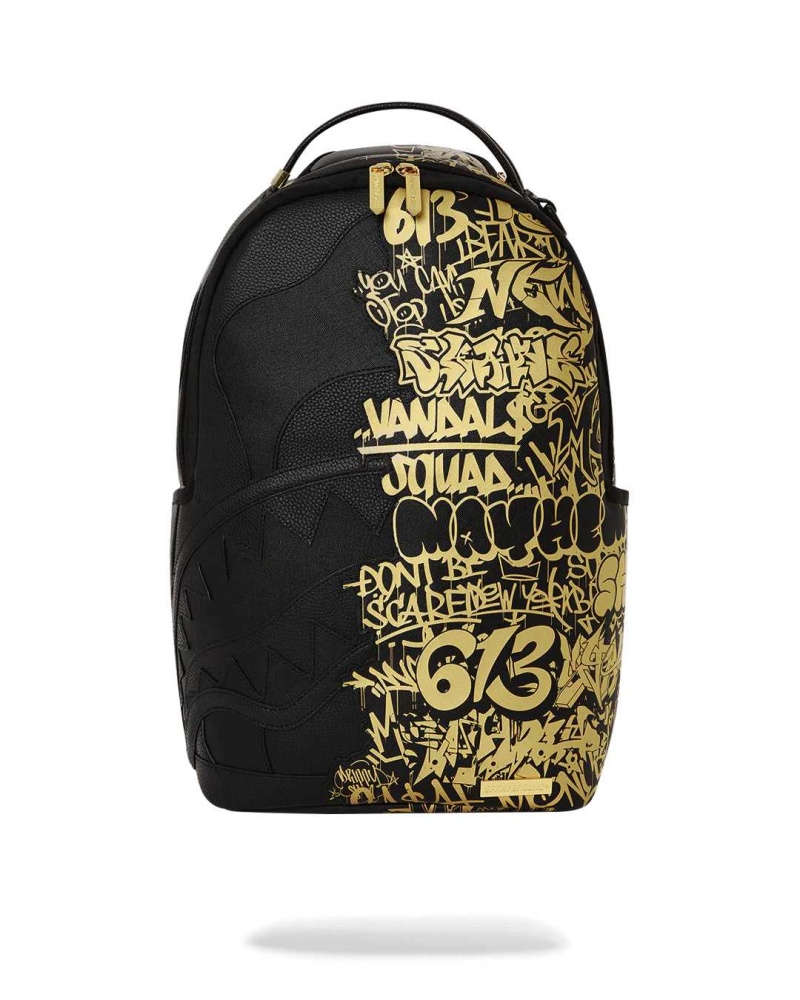 Sprayground Backpack HALF GRAFF DLXSV BACKPACK DUFFLE Gold Black | AGNQY0724