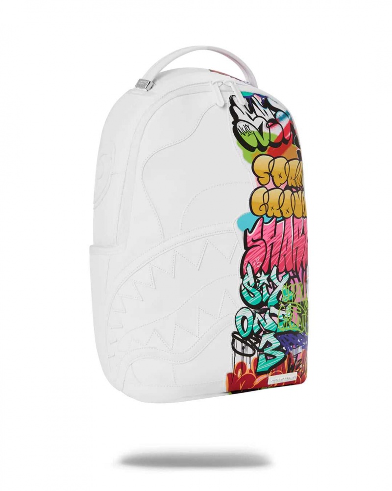 Sprayground Backpack HALF GRAFF DLX BACKPACK White | YOSJX2156